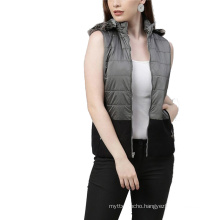 Lightweight Sleeveless Jackets Hooded Women Gilet Gray Waistcoat Vest